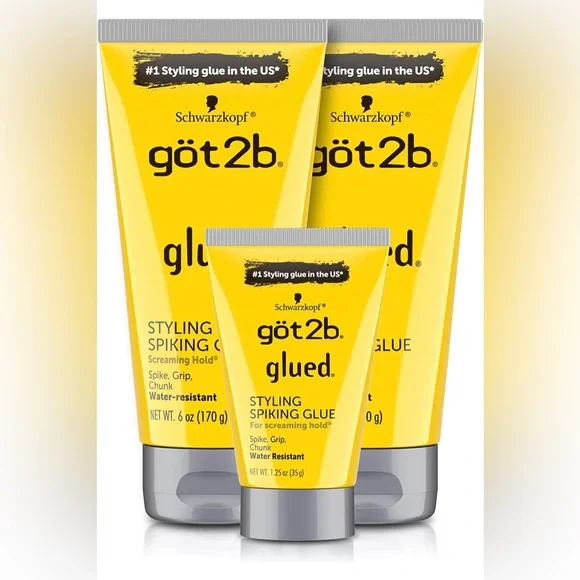 - ✨3 PACK Got2B Glued Styling Spiking Hair Gel 2-6oz tubes + 1 Travel 1..2 oz