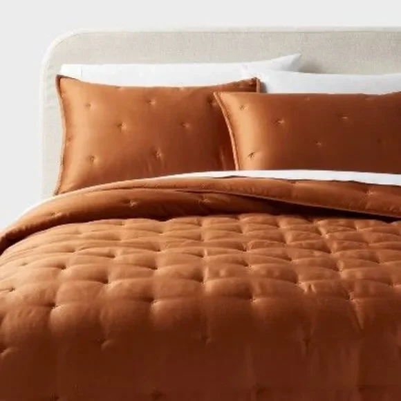 Open Box - Threshold - 3pc King TENCEL Lyocell Comforter and Sham Set Whi Copper