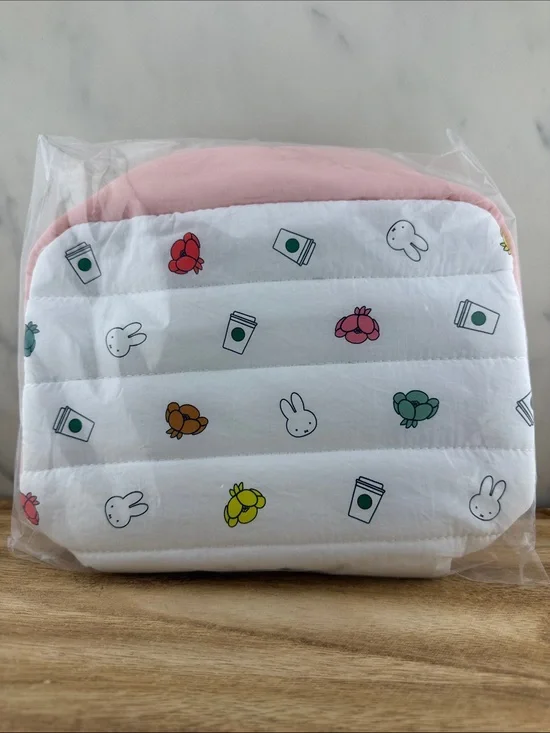 Miffy X Starbucks Collab 2026 Quilted White Pouch with Pink Trim Limited Edition