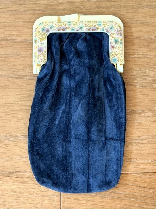 VTG 70s Roger Gimbel Navy Velvet Kiss Lock Pouch Glasses Floral Lucite Frame MCM