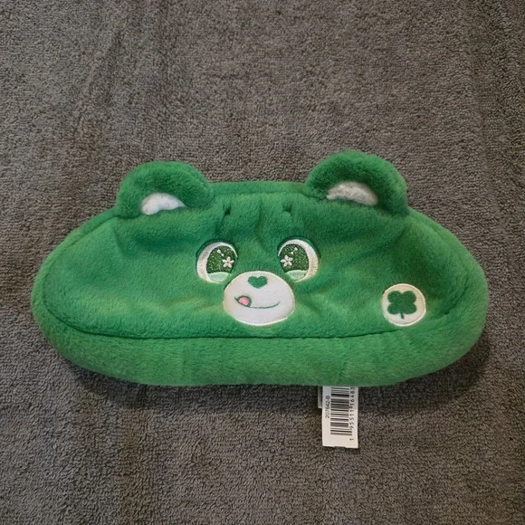 Care Bears Good Luck Bear OS Pouch Unisex Green Plush Faux Fur Zippered Case