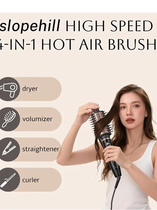 SLOPEHILL 4 in 1 High Speed Hot Air Style Brush Black/Gold New Open Box!