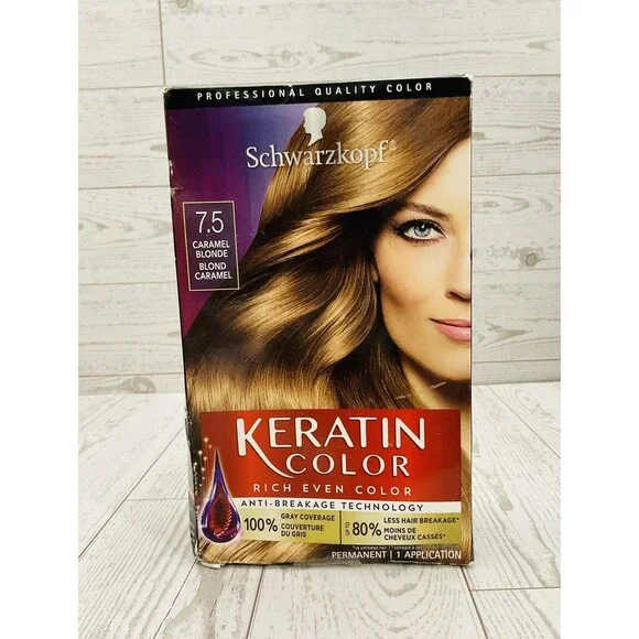 Schwarzkopf Keratin Color 7.5 Caramel Blonde Permanent Hair Color