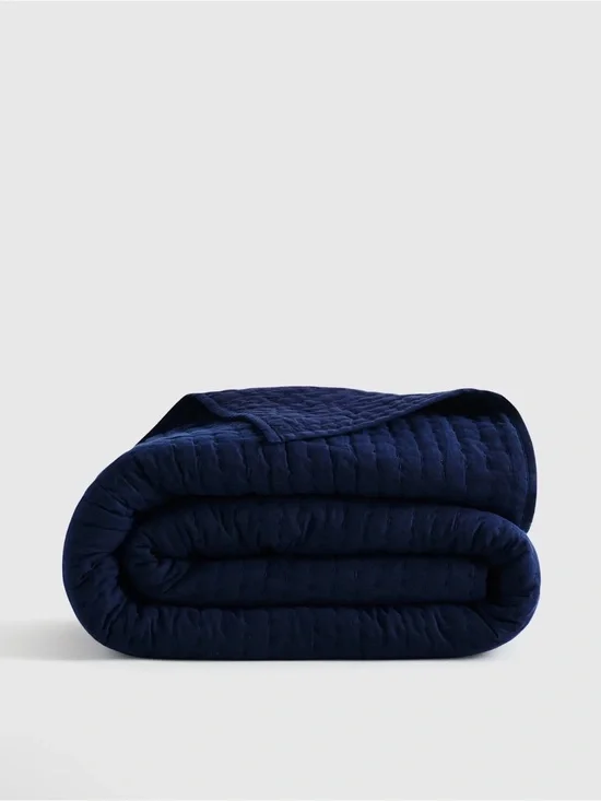 Quince European Linen and Cotton Stitch Quilt in Navy 965