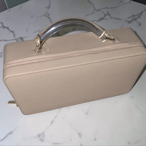 Vintage Estée Lauder Nude Makeup Case Acrylic Handle Retro Vanity Travel Bag