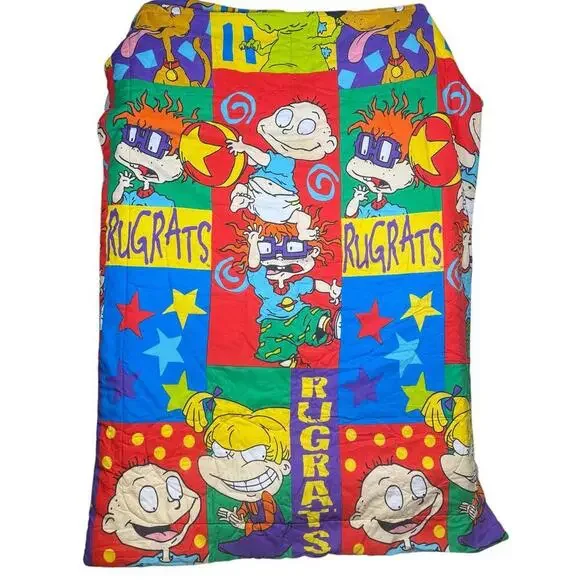 1996 Rugrats Nickelodeon Comforter 2 Sided VTG Tommy Pickles Reptar 60x87