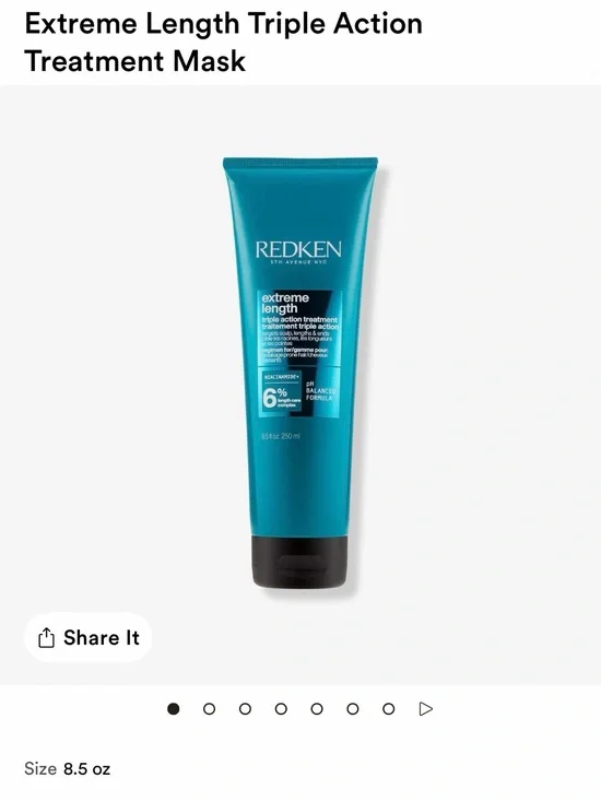 Redken Extreme Length Triple Action Treatment Mask - Teal Blue Tube