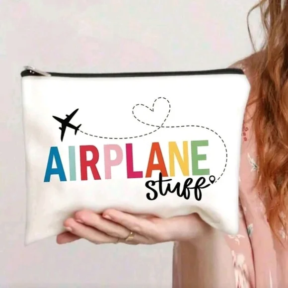 Colorful Airplane Stuff Zipper Pouch Purse Bag