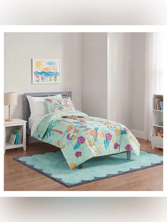 Disney Aqua Tropical Floral Kids Comforter
