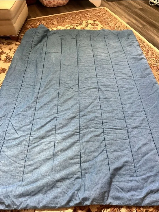 Ralph Lauren Vintage 1990s Flag Tag Blue Denim twin Quilted Comforter
