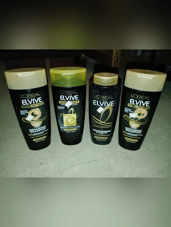 L'Oreal Elvive Repairing Shampoo - Black & Gold Set Of Four. Shampoo Bundle