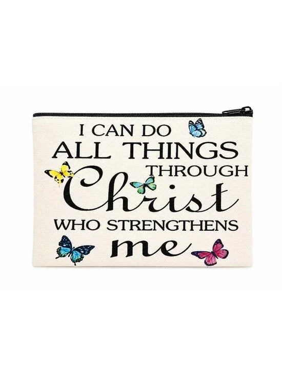 Christian Inspirational Butterfly Cosmetic Bag