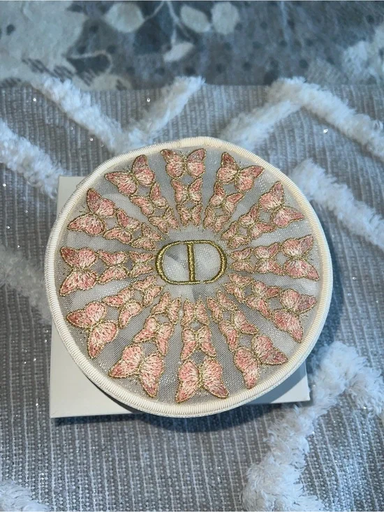 Dior Beauty Embroidered Pink & Gold Butterfly Pouch