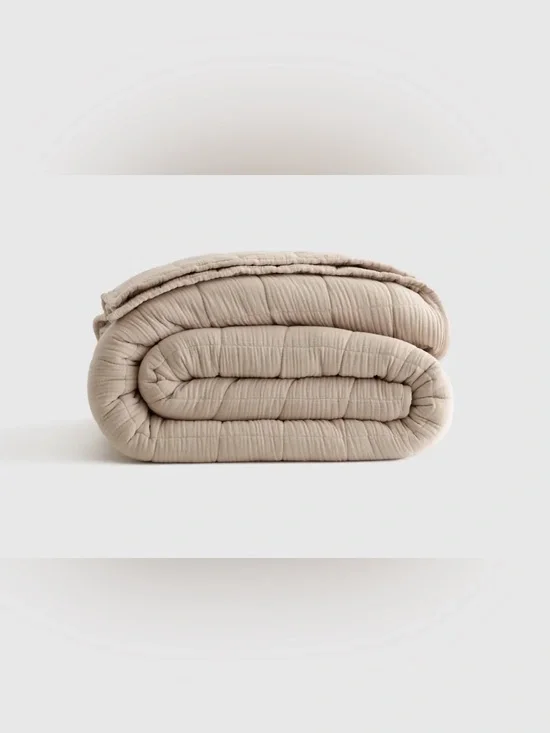 Quince Organic Cotton Box Quilt - Full / Queen size - Color: Dune