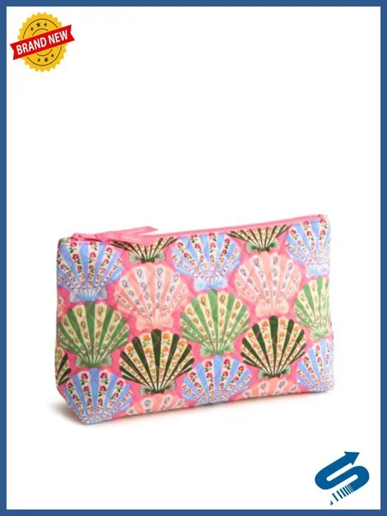 Large Cotton Cosmetic Pouch with Zipper Closure