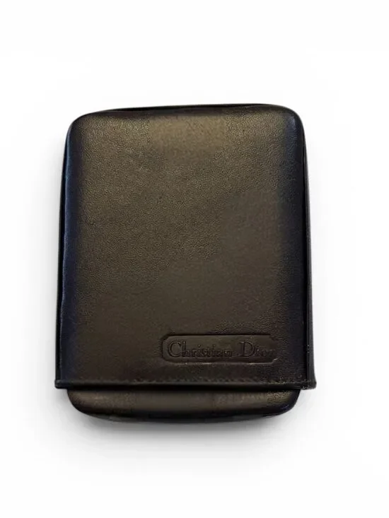 RARE Two Piece Dior Spain Vintage Brown Leather Cigarette Case