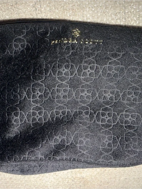 Kendra Scott Black Embossed Cosmetic Pouch with Gold Logo