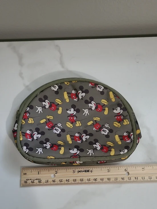 Disney Small Cosmetic Pouch in Olive Green with Mickey Mouse Print