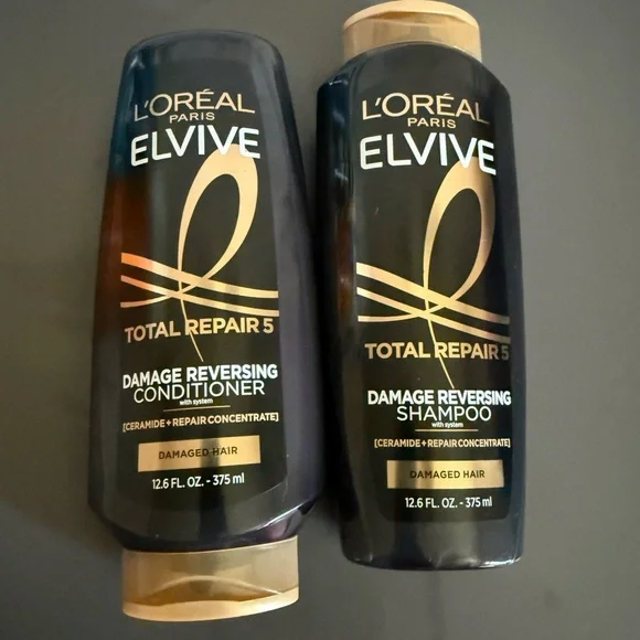 L'Oreal Elvive Total Repair 5 Shampoo and Conditioner - Black and Gold
