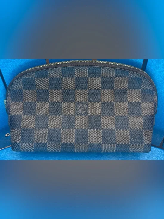 LV Damier Ebene Canvas Pouch with Gold