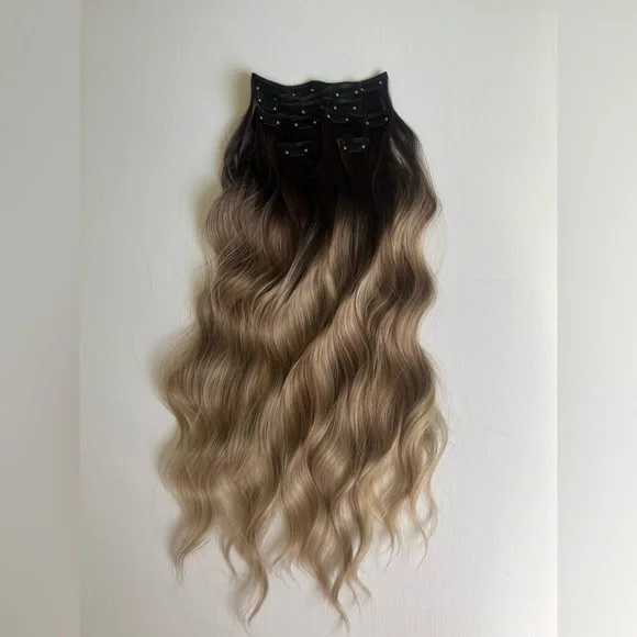 Human hair blend Clip in Hair Extensions