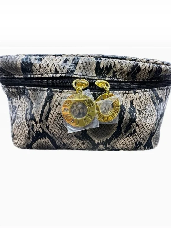 Estee Lauder Snake-Print Cosmetic Bag with Gold Logos