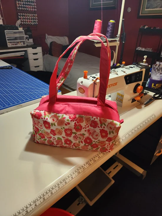 Pink Floral Cosmetic Bag with Carry Handles - Unbranded