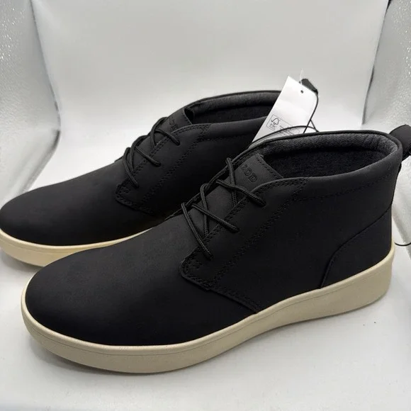 Izod Palmer‎ Chukka Boots Men's Black Faux Leather Memory Foam Lace Up Size 8