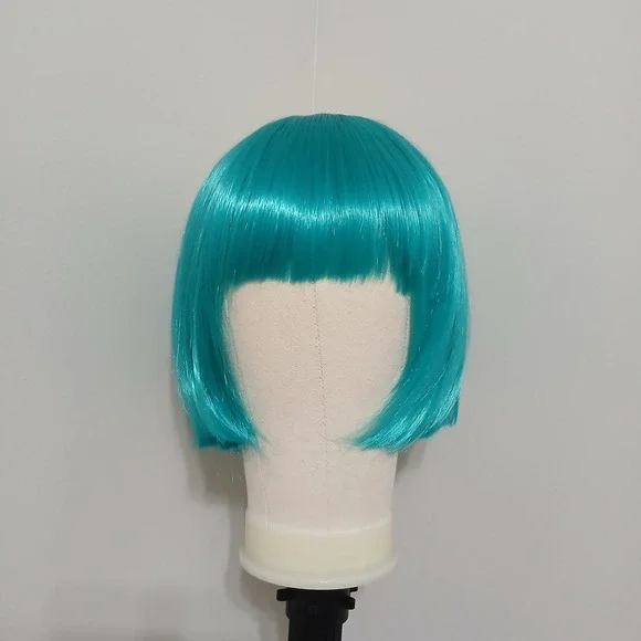 Cosplay Short Bob Wig with Bangs Teal Blue Synthetic 12 Inch NEW