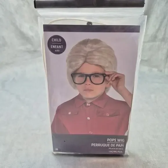 Pops Wig Old Man Gramps Grandpa Fancy Dress Halloween Child Costume Accessory