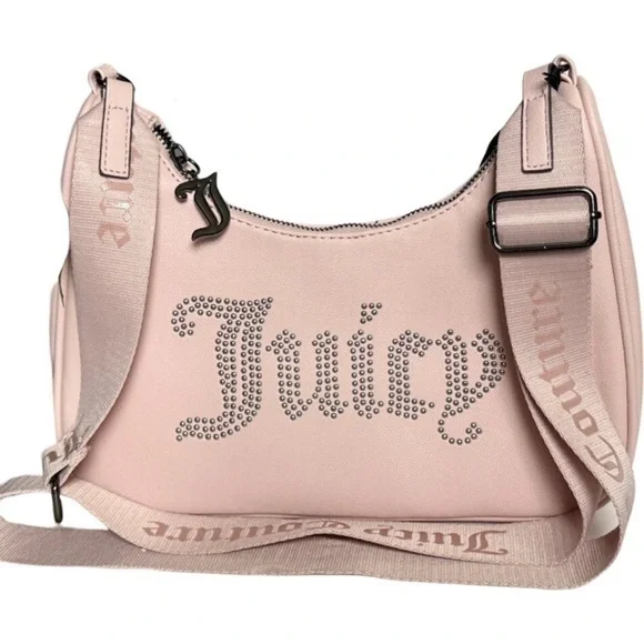 Juicy Couture Pink zip top Obsession Handbag with rhinestone logo