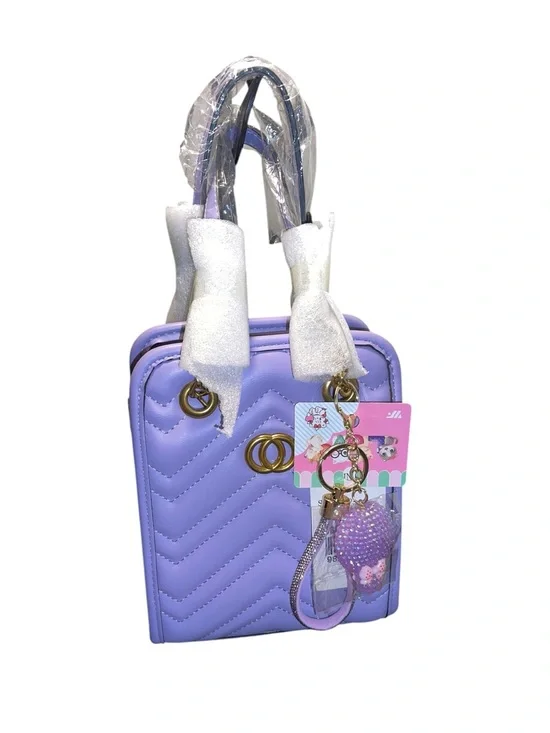 MINI LAVENDER QUILTED CROSSBODY HANDBAG & BAG CHARM SET