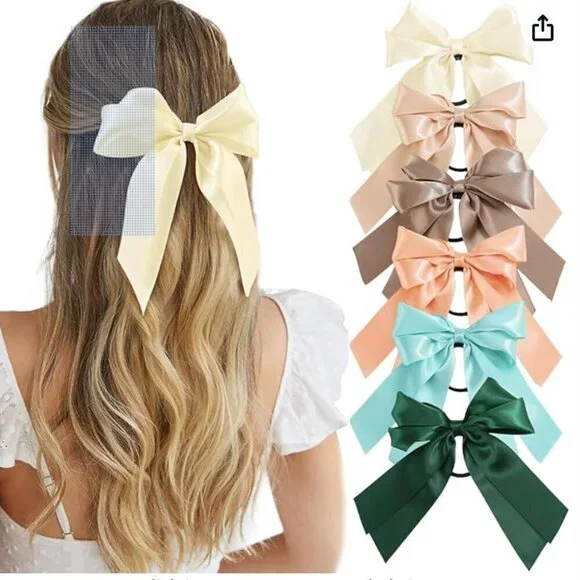 6 Pack Bow Hair Scrunchies NEW