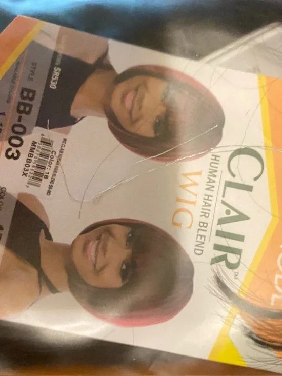 CLAIR Human Hair Blend Wig - Black with Burgundy Highlights