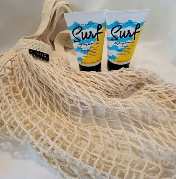 2 x Bumble & Bumble Surf Styling Leave In 2oz 60mL w Public Market Mesh Tote B1