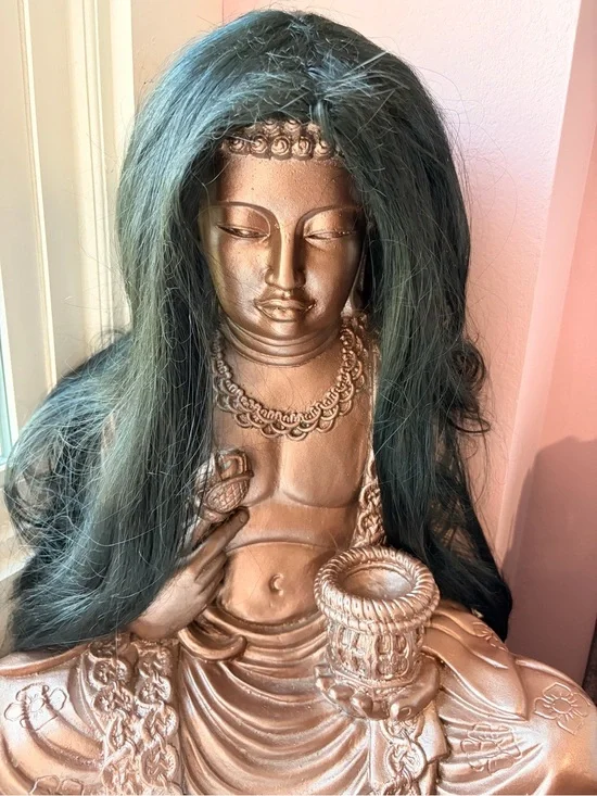 Straight black long wig