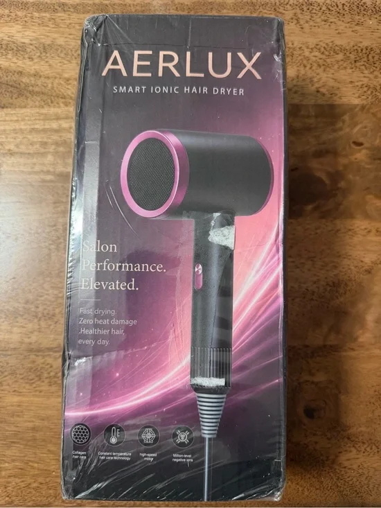 Aerlux Smart Ionic Hair Dryer - Black with Pink Accents