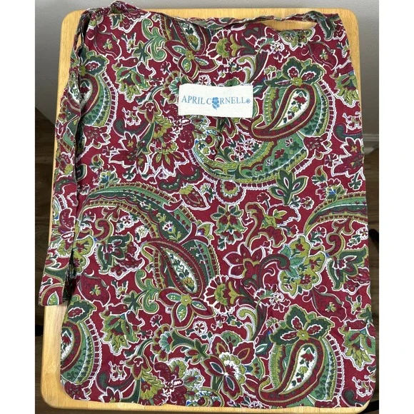 April Cornell Crossbody Bag Womens Red Paisley Floral‎ BOHO Farmer's Market Tote
