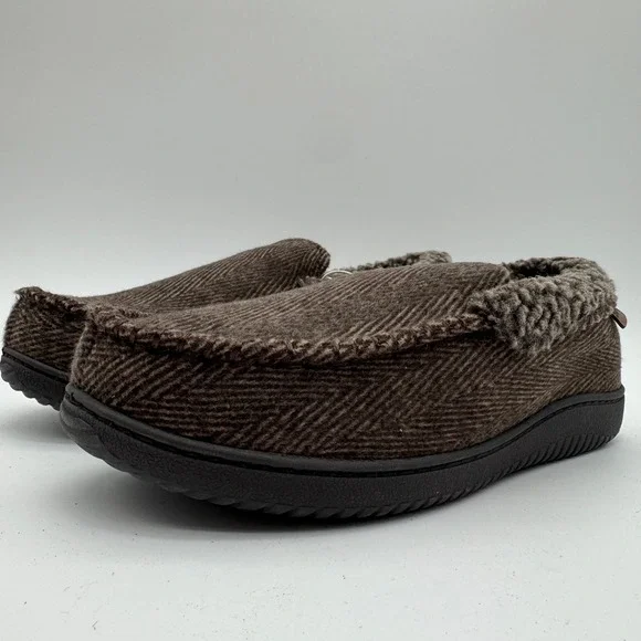 Dearfoams Men's Medium‎ 9-10 Brown Memory Foam Slipper Loafers NIB