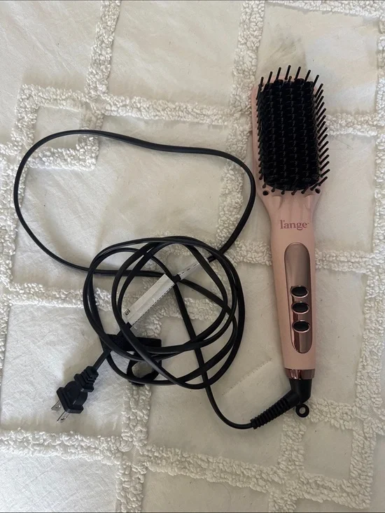 Lange Pink and Black Heated Straightening Brush