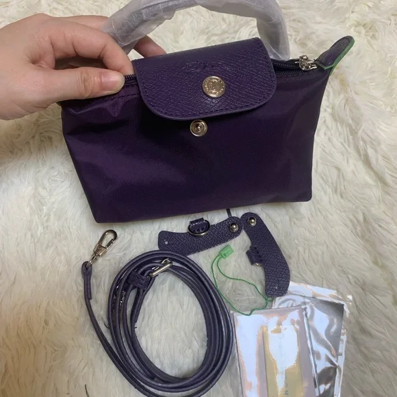 Longchamp Purple Mini Top-Handle Crossbody with Detachable Strap