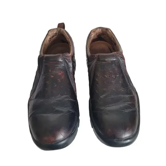 Roper Men's Performance Ostrich Print Leather Slip On Loafers Shoes Size 11.5