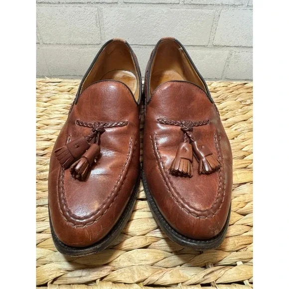Allen‎ Edmonds Brookwood Mens 8 E Brown Leather Tassel Loafers Made in USA 38922