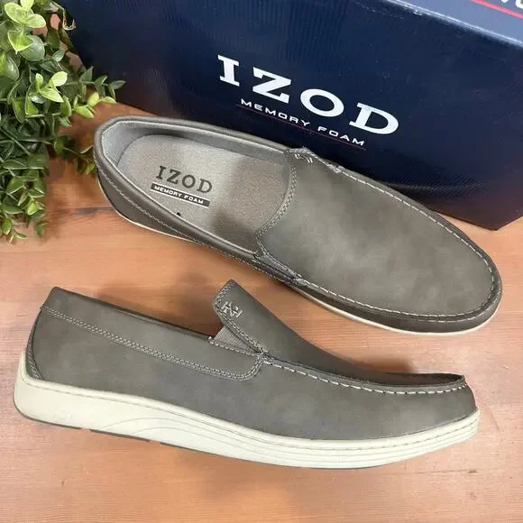 Izod Men's Seapoint Grey Memory‎ Foam Loafers Size 13