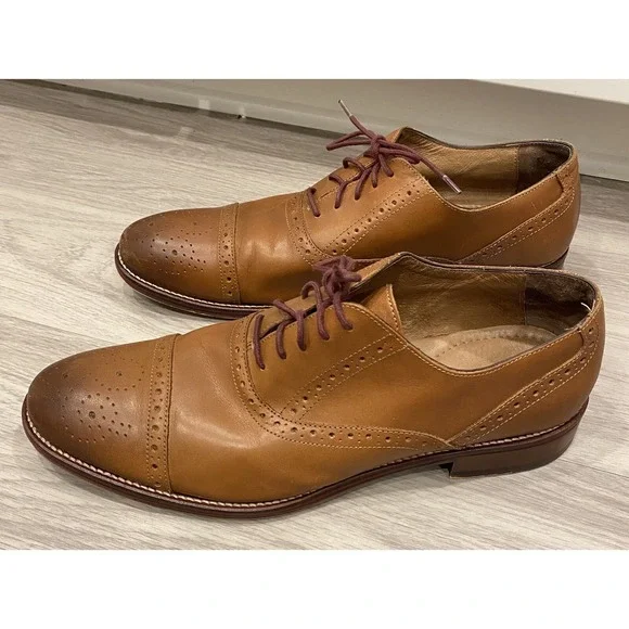 208682 PF50‎ CONARD MENS SHOES SIZE 11.5 M TAN LEATHER LACE UP JOHNSTON & MURPHY