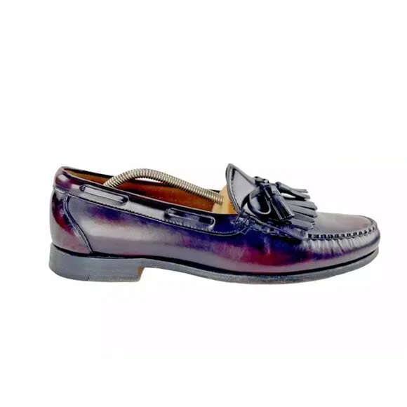 Foot Joy Mens Burgundy Tassel Brogue Kiltie Loafer Shoes 9 M Slip On Round‎ Toe