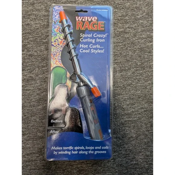 NEW Wave Rage Spiral Crazy Curling Iron‎ Women's OS Grey WR003C 6 Inch Barrel