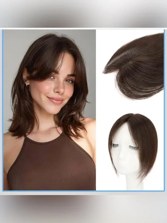 100% Human Remy Toppers With Side Bang