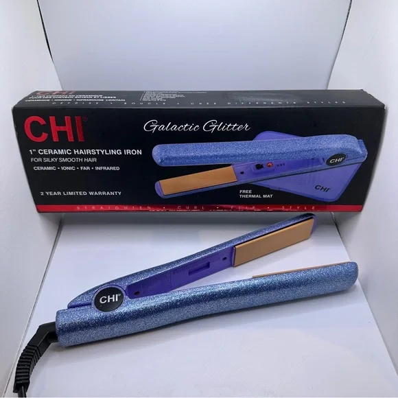 Chi Galactic Glitter 1 Inch Ceramic Flat Iron - With Box‎ No Thermal Mat
