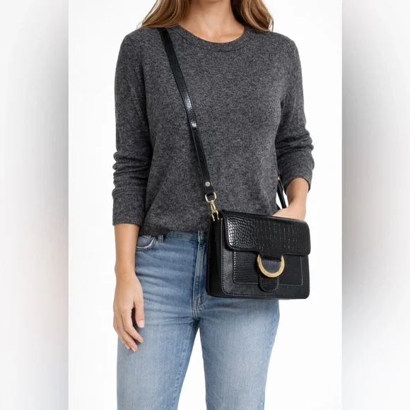 Rachel Zoe Irim Crossbody Bag in‎ Black Croc